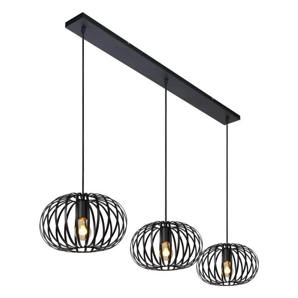 Lucide MANUELA - Pendant light - 3xE27 - Black - detail 8